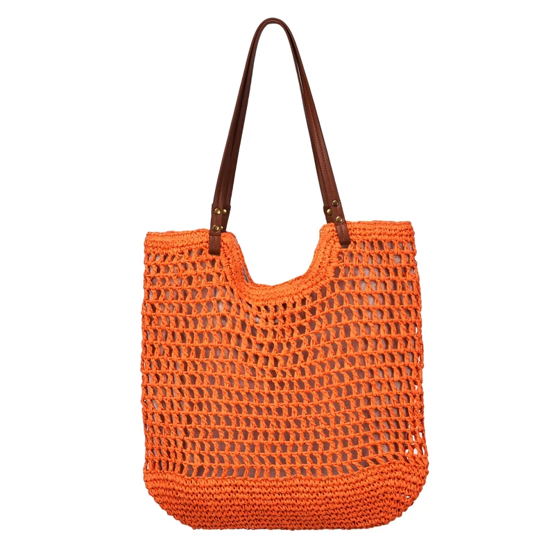 Handgewebte Baumwolltasche mit Ledergriff Skanto