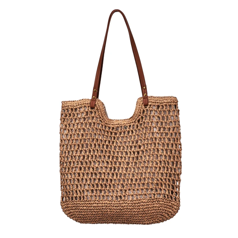 Handgewebte Baumwolltasche mit Ledergriff Skanto