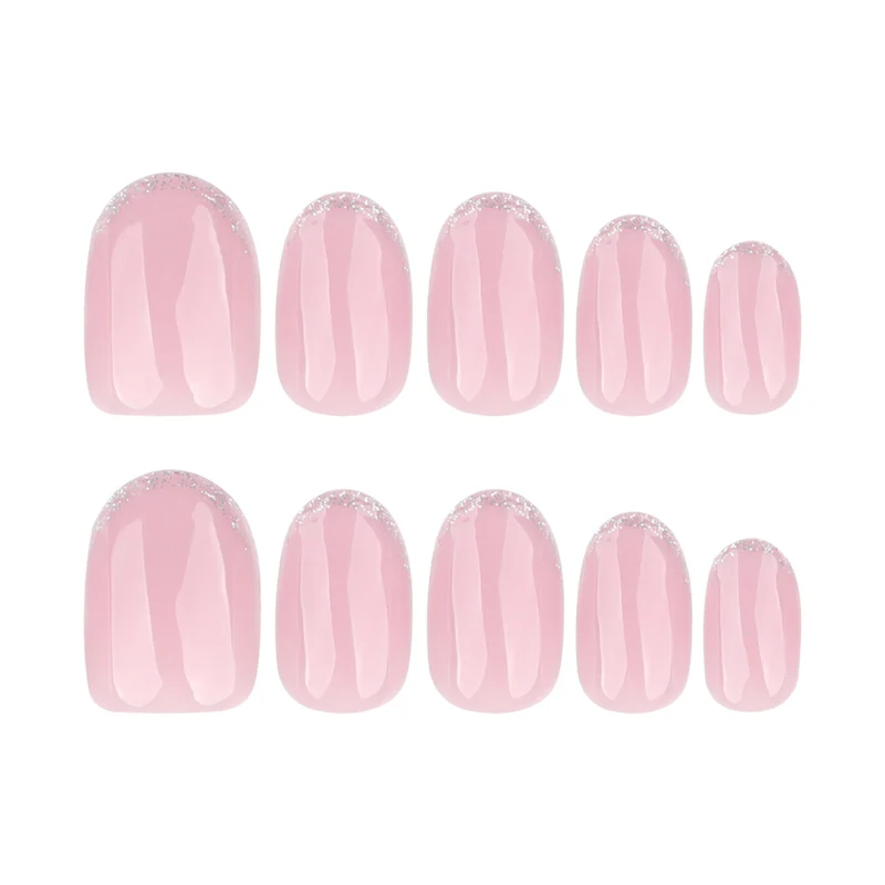Kunstnagelset mit elegantem French-Tipp und Glitzer-Akzenten Brehn