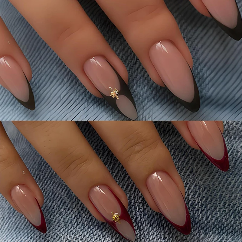 Kunstnagelset mit elegantem French-Tipp und dekorativen Akzenten Brehn