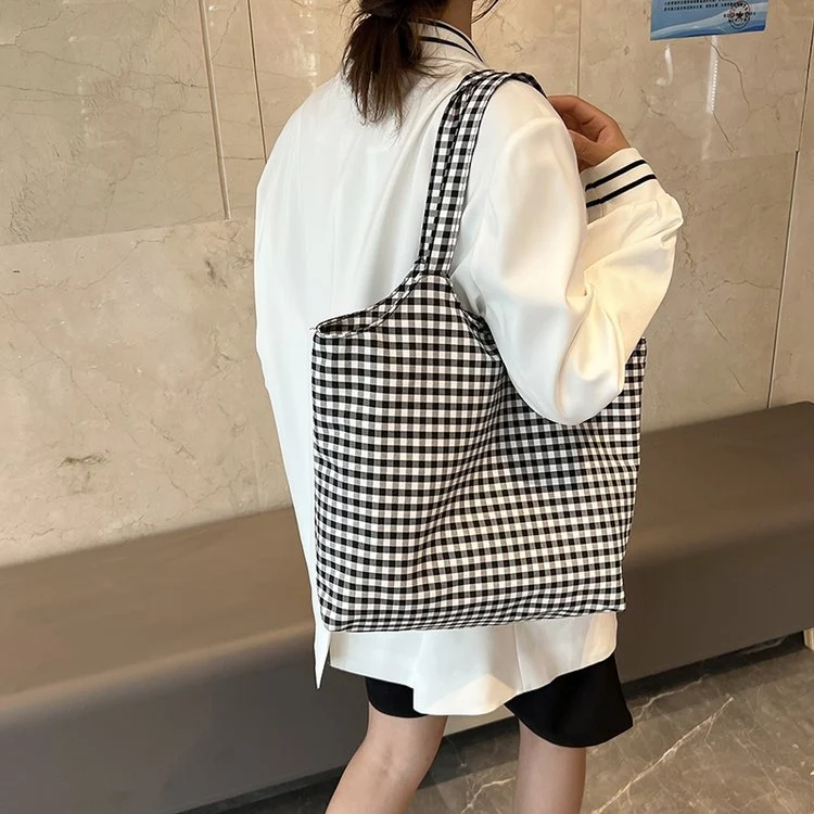 Kariertes Gingham Tragetasche
