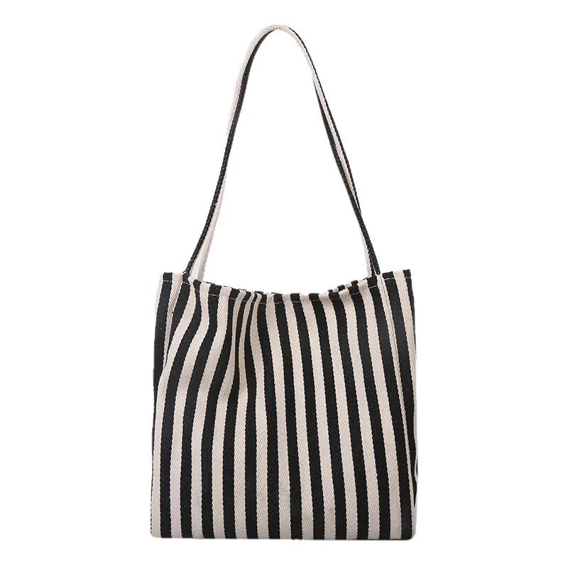 Lässige gestreifte Canvas-Shopper-Tasche