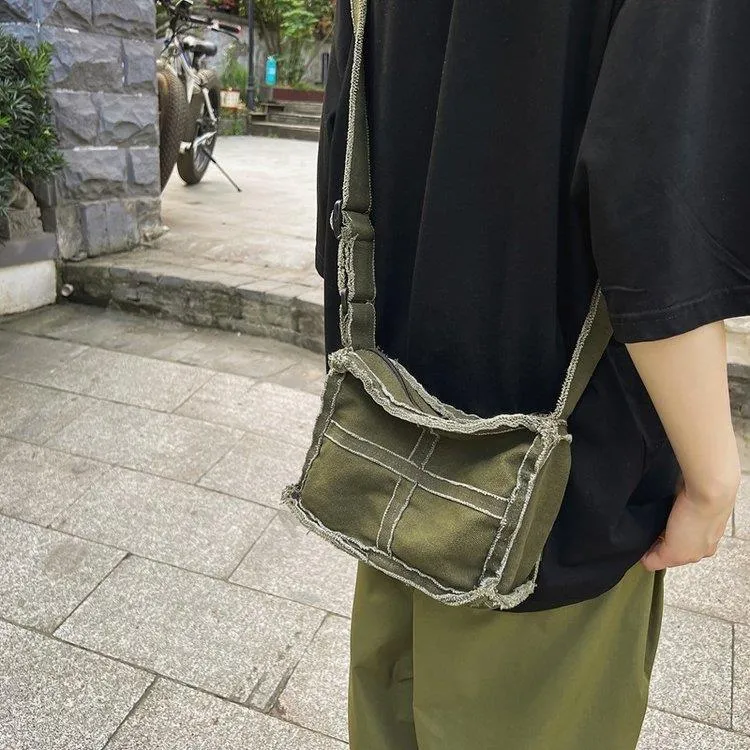 Lässige Fransen-Denim-Schultertasche
