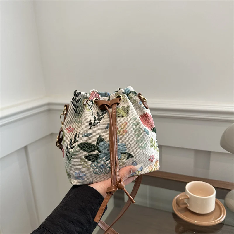 Bohemian-Stil Kordelzug Eimer Tasche