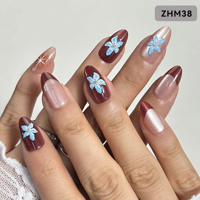 Elegante Floral Press-On Nagelset Brehn