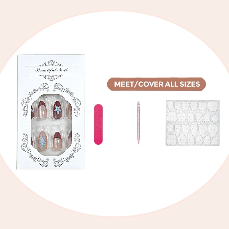 Elegante Floral Press-On Nagelset Brehn