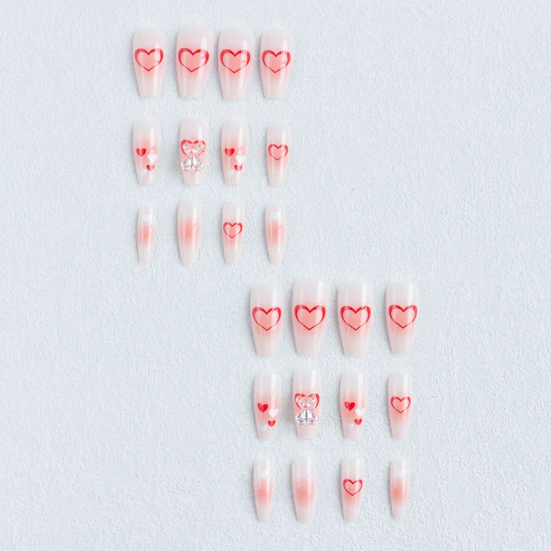 Herz-verzierte Acryl-Nagelkunst-Set