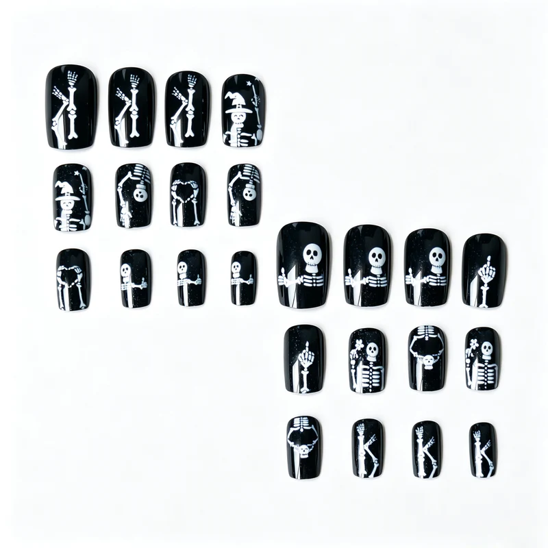 Halloween-Themen Skelett Nagel Kunst Set
