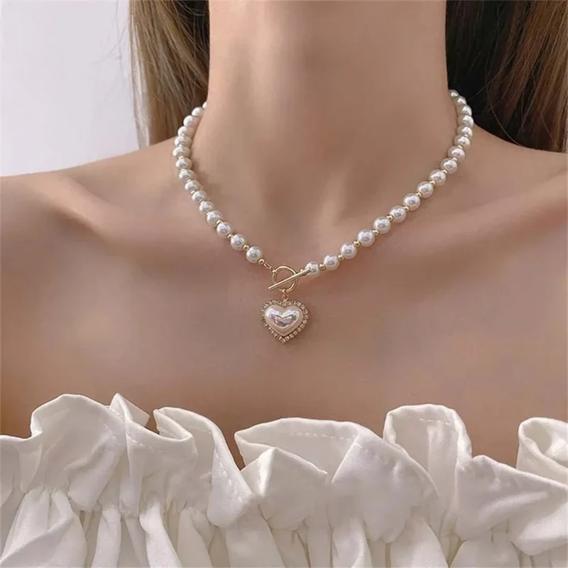 Skanto | Perlen-Herz-Verschluss-Choker-Halskette