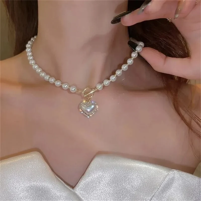 Skanto | Perlen-Herz-Verschluss-Choker-Halskette