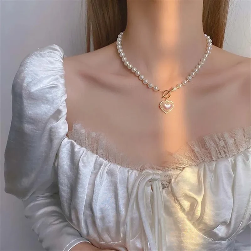 Skanto | Perlen-Herz-Verschluss-Choker-Halskette