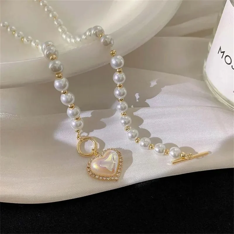 Skanto | Perlen-Herz-Verschluss-Choker-Halskette