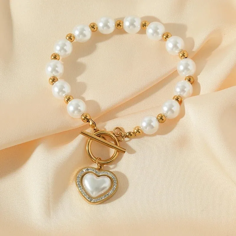 Skanto | Perlen-Herz-Verschluss-Choker-Halskette
