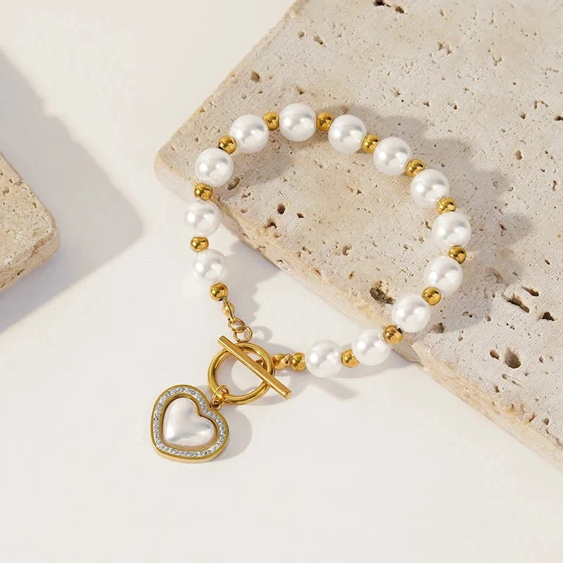 Skanto | Perlen-Herz-Verschluss-Choker-Halskette