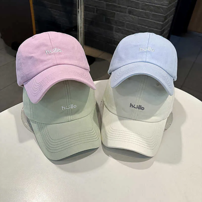 Unisex Lässige Baumwoll-Baseball-Cap mit Besticktem „Hello“ Skanto