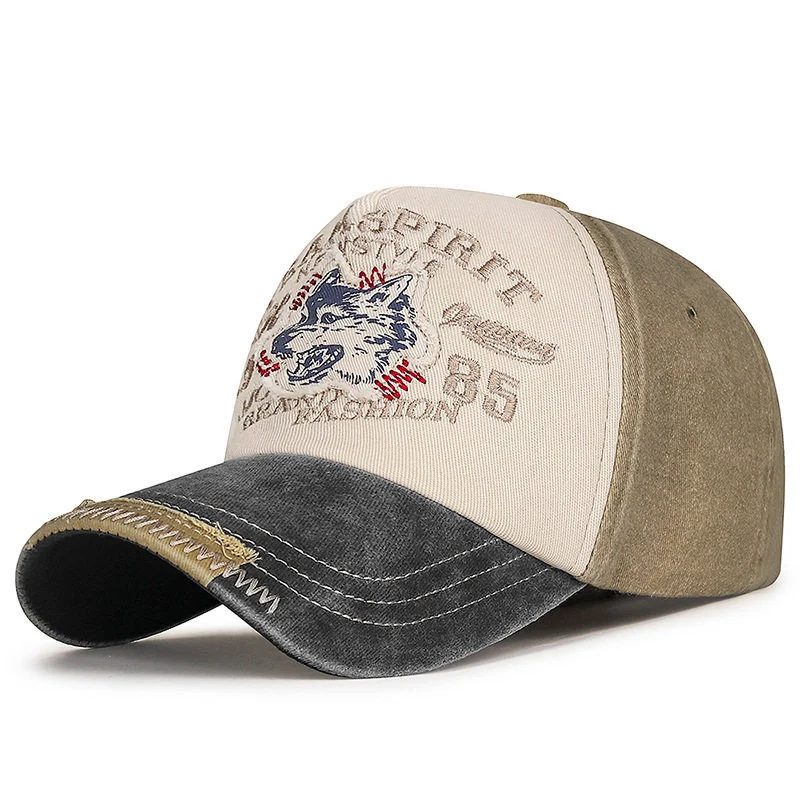 Herren-Baseballcap im Vintage-Stil mit Wolf-Grafik Skanto