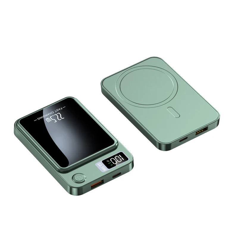 Tragbare Powerbank mit kabellosem Schnellladen und Digitalanzeige Skanto