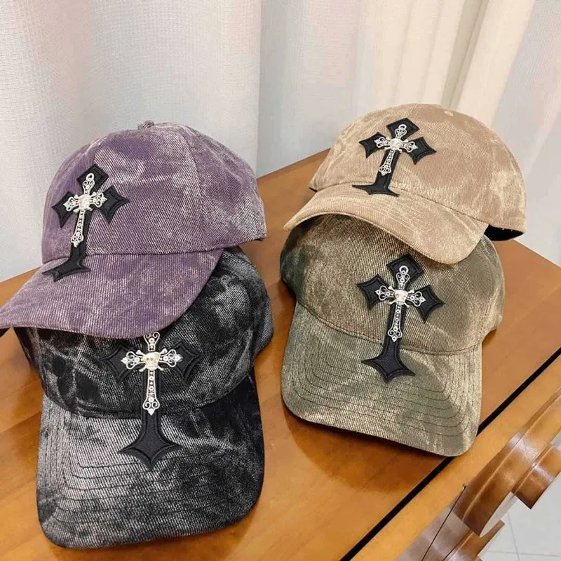 Herren-Baseballcap aus Samt mit gesticktem Kreuz Skanto