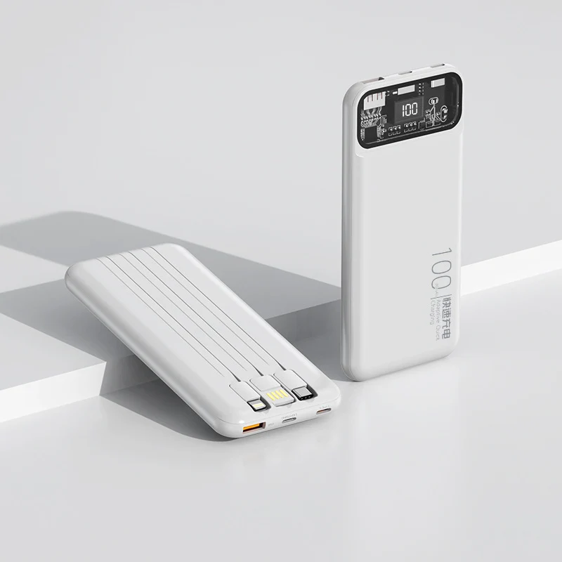 Tragbare Powerbank mit multifunktionalem Kabelsystem und Digitalanzeige Skanto