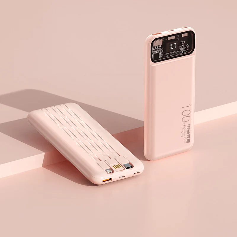 Tragbare Powerbank mit multifunktionalem Kabelsystem und Digitalanzeige Skanto