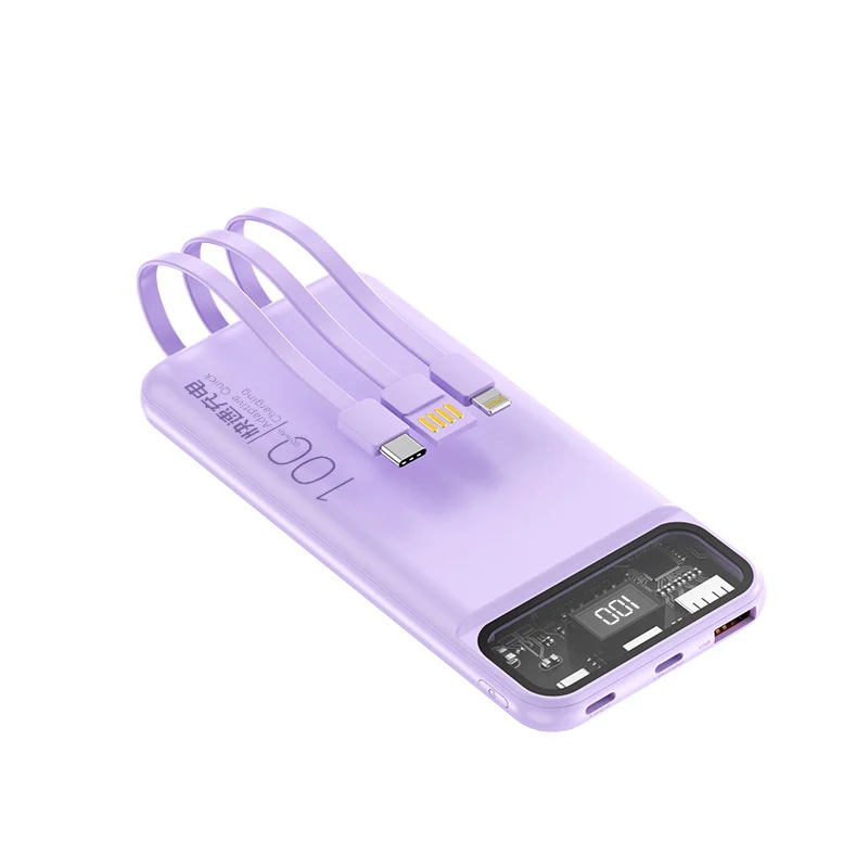 Tragbare Powerbank mit multifunktionalem Kabelsystem und Digitalanzeige Skanto
