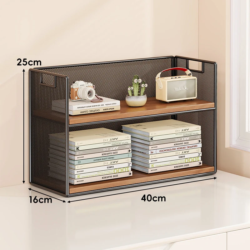 Perforiertes Metall Zwei-Ebenen Schreibtisch-Organizer-Regal mit integrierten Tragegriffen