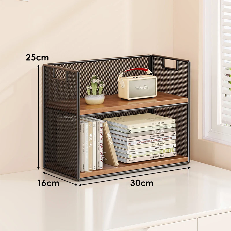 Perforiertes Metall Zwei-Ebenen Schreibtisch-Organizer-Regal mit integrierten Tragegriffen