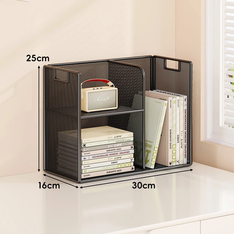 Perforiertes Metall Zwei-Ebenen Schreibtisch-Organizer-Regal mit integrierten Tragegriffen